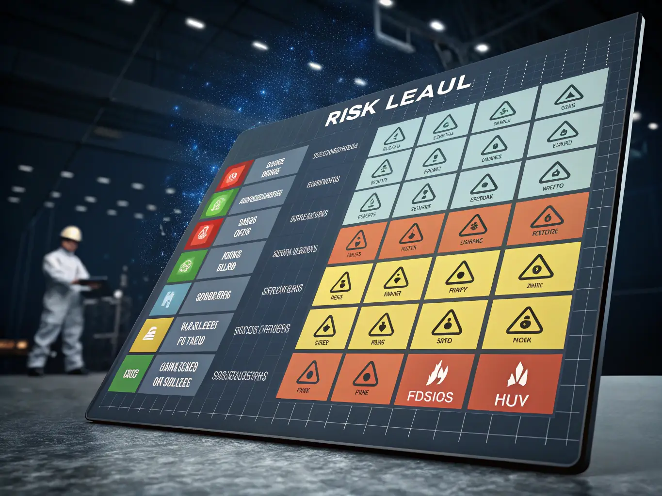 A visual representation of a risk assessment matrix, highlighting various financial risks and their potential impact on a business, emphasizing proactive risk management.